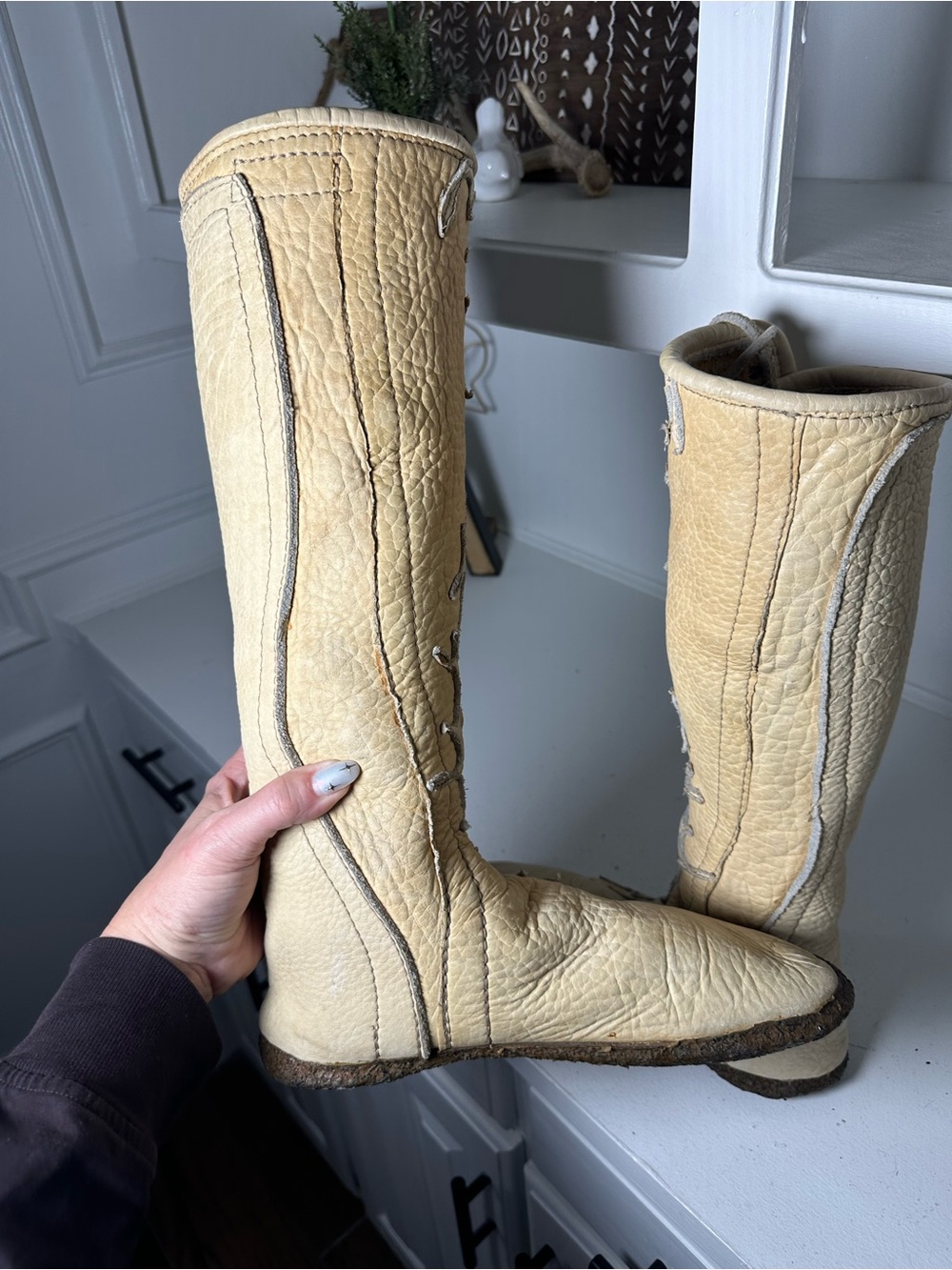 Richard Heinel Original Tall Boot Vintage Handmade Artisan Leather Boho 8-9 Rare - Picture 8 of 11